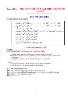 Bài giảng Phương trình và bất phương trình đại số