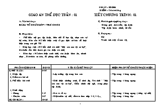 Giáo án thể dục tuần : 01