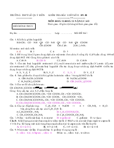 Kiểm tra môn hoá 12/hoá 12 nâng cao