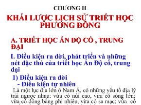 Bài giảng Chương II: khái lược lịch sử triết học phương đông