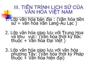Bài giảng Tiến trình lịch sử của văn hóa Việt Nam