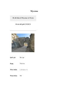 Bài thảo luận Di chỉ khảo cổ Mycenae và Tiryns