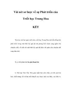 Đề tài Vài nét sơ lược về sự Phát triển của Triết học Trung Hoa