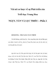 Đề tài Vài nét sơ lược về sự Phát triển của Triết học Trung Hoa NGỤY, TẤN VÀ LỤC TRIỀU –Phần 2
