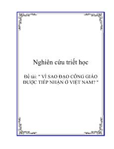 Đề tài Vì sao đạo công giáo được tiếp nhận ở Việt Nam?