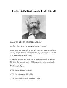 Triết học cổ điển Đức từ Kant đến Hegel – Phần VII
