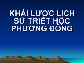 Bài giảng Khái lược lịch sử triết học Phương Đông