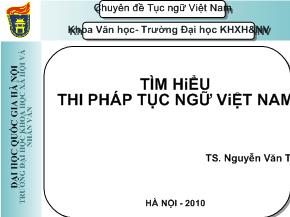 Bài giảng Tìm hiểu thi pháp tục ngữ Việt Nam