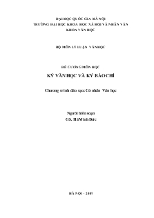 Đề cương môn học ký văn học và ký báo chí