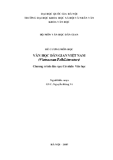 Đề cương môn học văn học dân gian Việt Nam