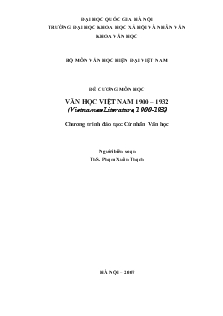 Đề cương môn học văn học Việt Nam 1900 – 1932