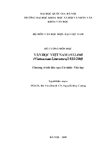 Đề cương môn học văn học Việt Nam 1932-1945 (vietnamese literature, 1932-1945)