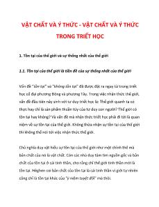 Đề tài Vật chất và ý thức - Vật chất và ý thức trong triết học