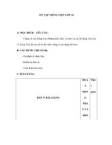 Giáo án Ôn tập tiếng việt lớp 10