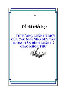 Tiểu luận Tư tưởng luân lý mới của các nhà nho duy tân trong tân đính luân lý giáo khoa thư