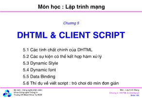 Bài giảng Lập trình mạng - Chương 5: DHTML và Client Script