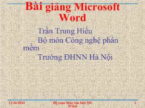 Bài giảng Microsoft Word 2010 - Trần Trung Hiếu