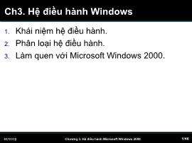 Bài giảng Tin học đại cương - Chương 3: Hệ điều hành Windows