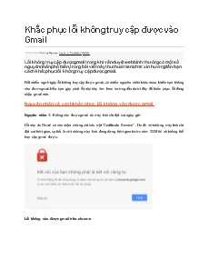 Khắc phục lỗi không truy cập được vào Gmail
