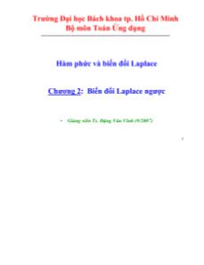 Bài giảng Hàm phức và biến đổi Laplace - Chương 2: Biến đổi Laplace ngược