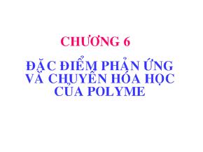 Bài giảng Hóa học và Hóa lý Polyme - Chương 6: Đặc điểm phản ứng và chuyển hóa học của Polyme