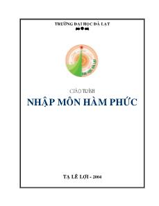 Giáo trình Nhập môn hàm phức