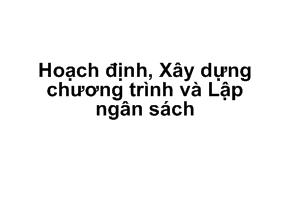 Hoạch định, Xây dựng chương trình và Lập ngân sách