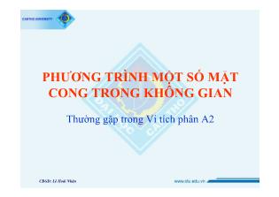 Phương trình một số mặt cong trong không gian - Thường gặp trong vi tích phân a2