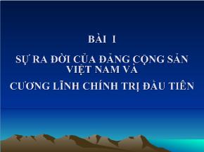 Sự ra đời của Đảng cộng sản Việt Nam và cương lĩnh chính trị đầu tiên