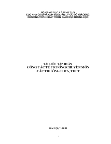 Tài liệu tập huấn Công tác tổ trưởng chuyên môn các trường THCS, THPT