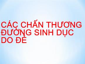 Bài giảng Các chấn thương ở đường sinh dục do đẻ