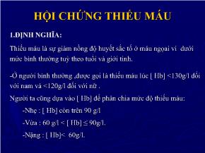 Bài giảng Hội chứng thiếu máu