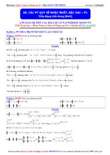 Bài giảng môn toán: Các phương trình quy về bậc nhất, bậc hai