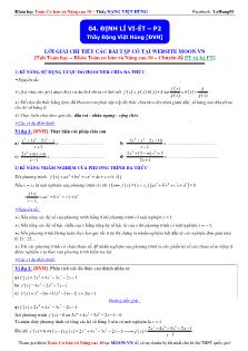 Bài giảng môn toán: Định lí vi-Ét phần 2