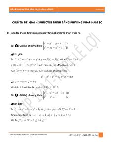 Chuyên đề : Giải hệ phương trình bằng phương pháp hàm số
