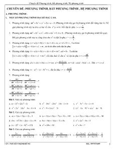 Chuyên đề : phương trình, bất phương trình và hệ phương trình