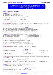 môn toán: Tập hợp và các phép toán về tập hợp phần 2