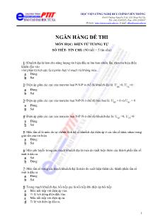 Ngân hàng đề thi môn học: điện tử tương tự