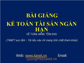 Bài giảng Kế toán tài sản ngắn hạn