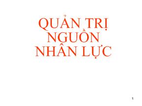 Bài giảng Quản trị nguồn nhân lực