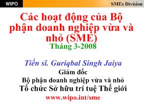 Các hoạt động của Bộ phận doanh nghiệp vừa và nhỏ (SME)