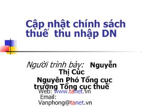 Cập nhật chính sách thuế thu nhập DN