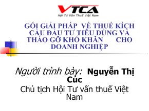 Gói giải pháp về thuế kích cầu đầu tư tiêu dùng và tháo gỡ khó khăn cho doanh nghiệp