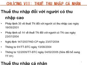 Kế toán kiểm toán - Chương VII: Thuế thu nhập cá nhân