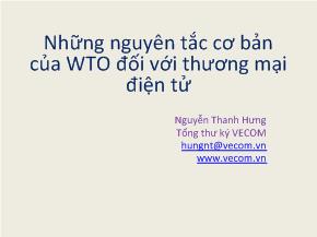 Những nguyên tắc cơ bản của WTO đối với thương mại điện tử