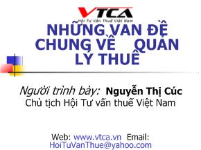 Những vấn đề chung về quản lý thuế