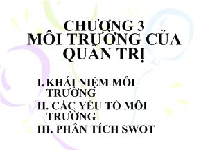 Quản trị kinh doanh - Chương 3: Môi trường của quản trị