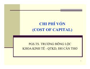 Thị trường chứng khoán - Chi phí vốn (cost of capital)