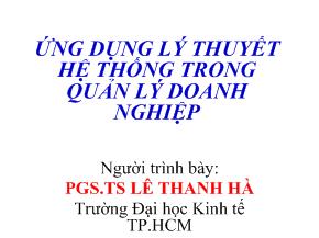 Ứng dụng lý thuyết hệ thống trong quản lý doanh nghiệp