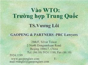 Vào WTO: Trường hợp Trung Quốc